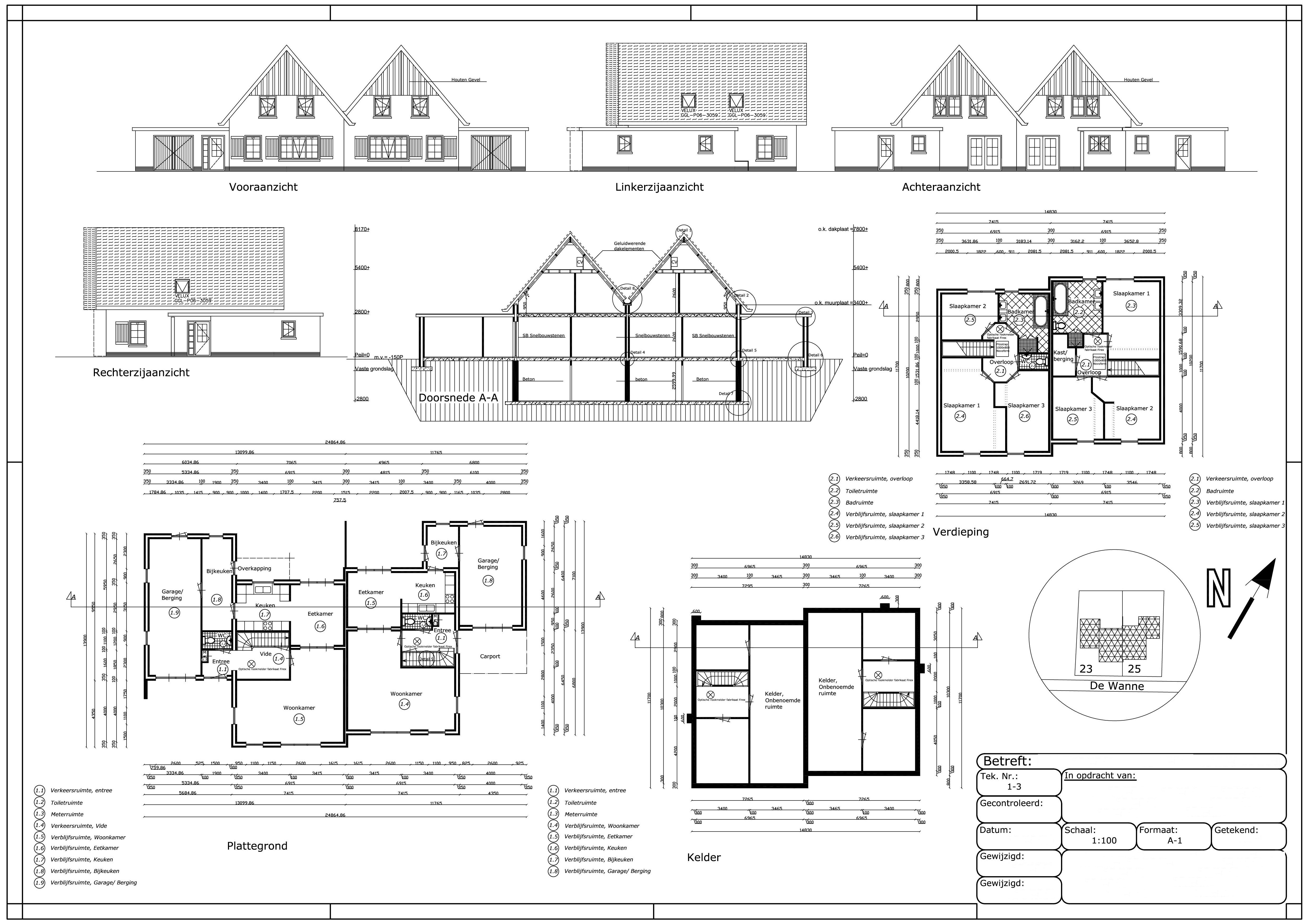 voorbeeld tekeningen architect nieuwbouwwoning en installatiewerk 